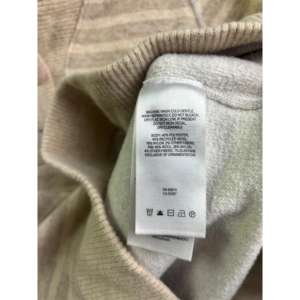 Mountain Hardwear Hoodie Women Small Tan Striped Recycled Wool Blend Pullover‎